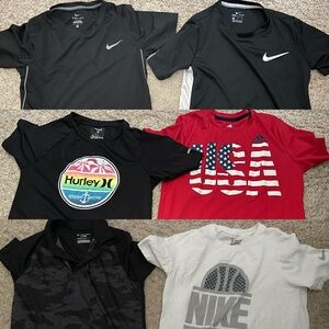 Lot of 6 Boy Medium Nike Adidas Hurley Tek Gear Tshirt top